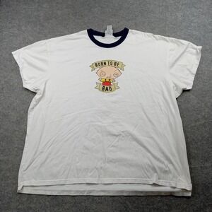 Family Guy Shirt Mens 2XL Stewie White Born To‎ Be Bad Cartoon Graphic Sleepwear